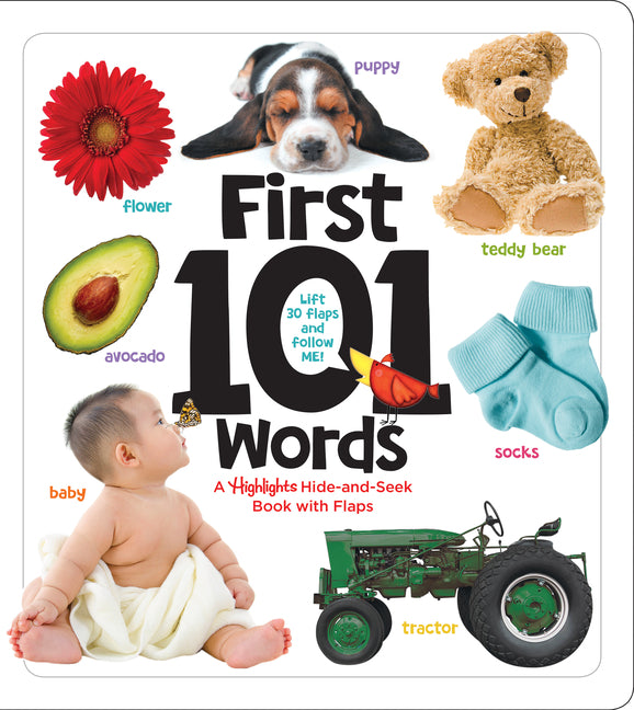 First 101 Words: A Hidden Pictures Lift-The-Flap Board Book, Learn Animals, Food, Shapes, Colors and Numbers, Interactive First Words Book for Babies