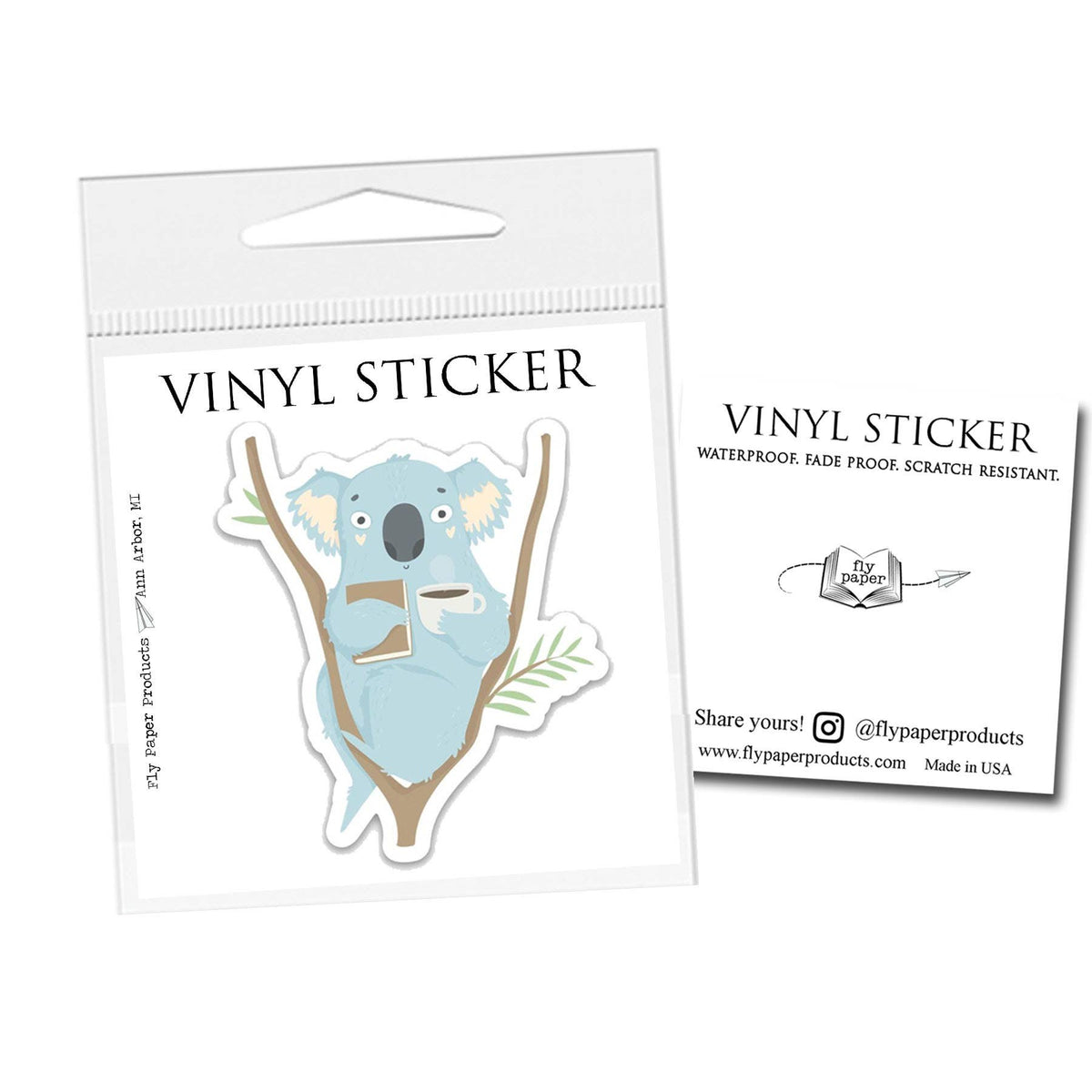 Koala Reading Tree Vinyl Sticker
