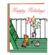 Fire Escape Holiday Card, Cat, Pizza Rat, Pigeon, NYC