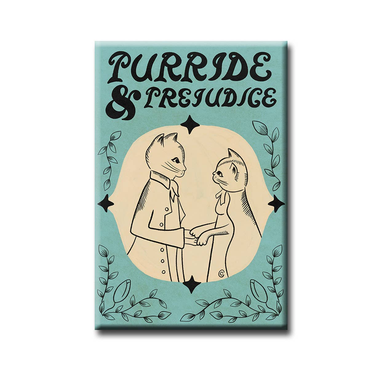 Purride and Prejudice Cat Pun Fridge Magnet