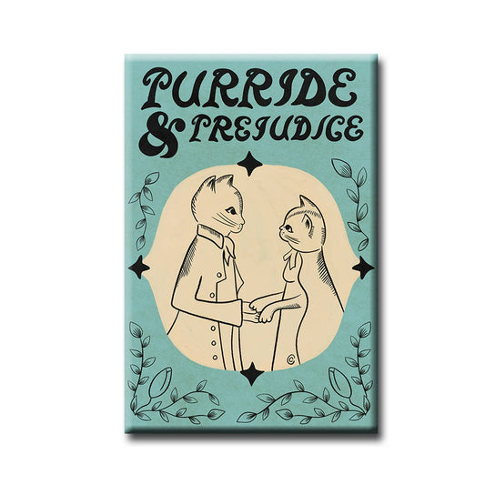 Purride and Prejudice Cat Pun Fridge Magnet