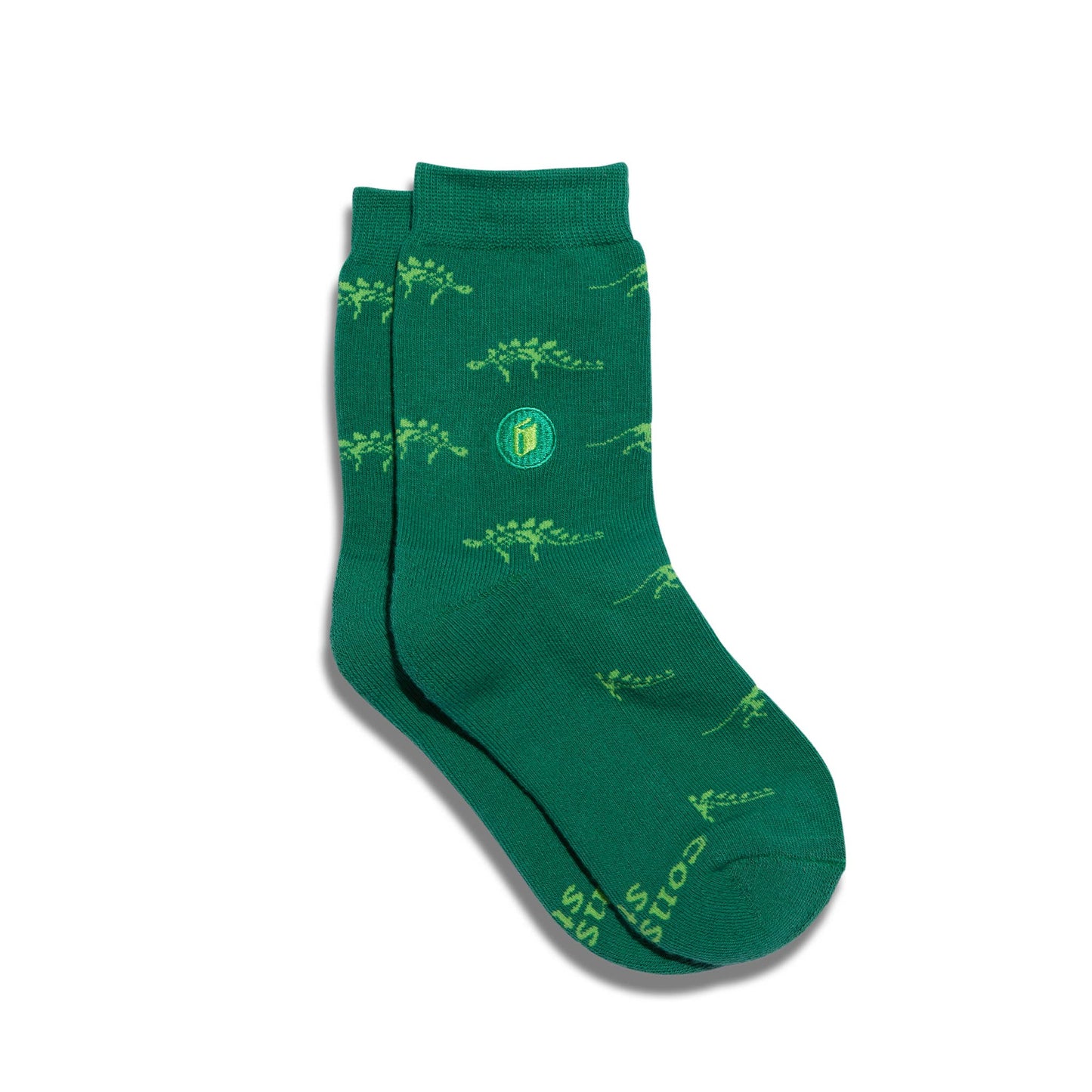 Kids Socks that Give Books | Green Dinosaurs