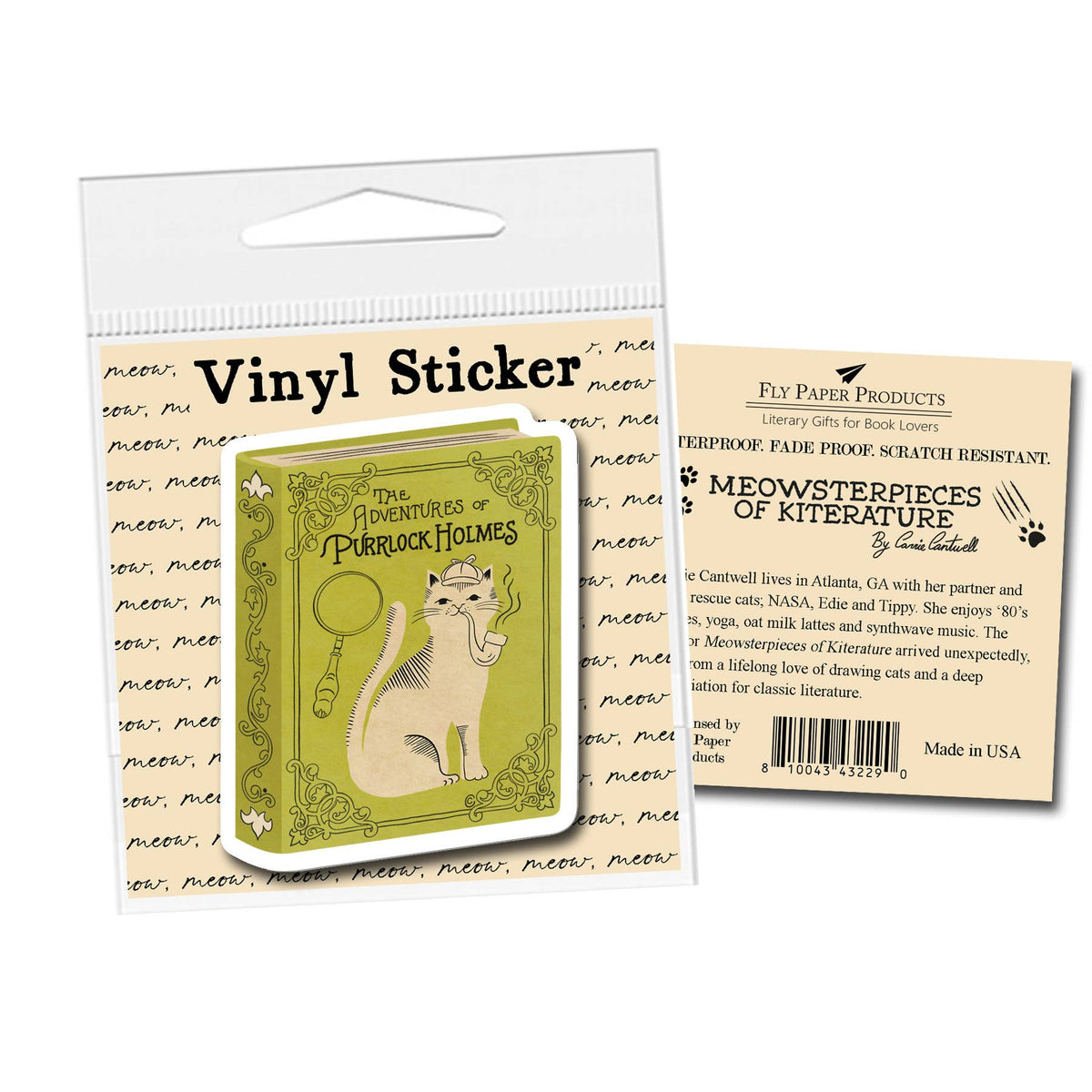The Adventures of Purrlock Holmes Cat Pun Vinyl Sticker