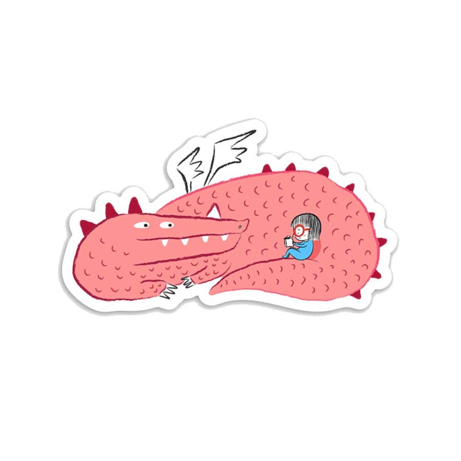 Story Time Dragon Vinyl Sticker