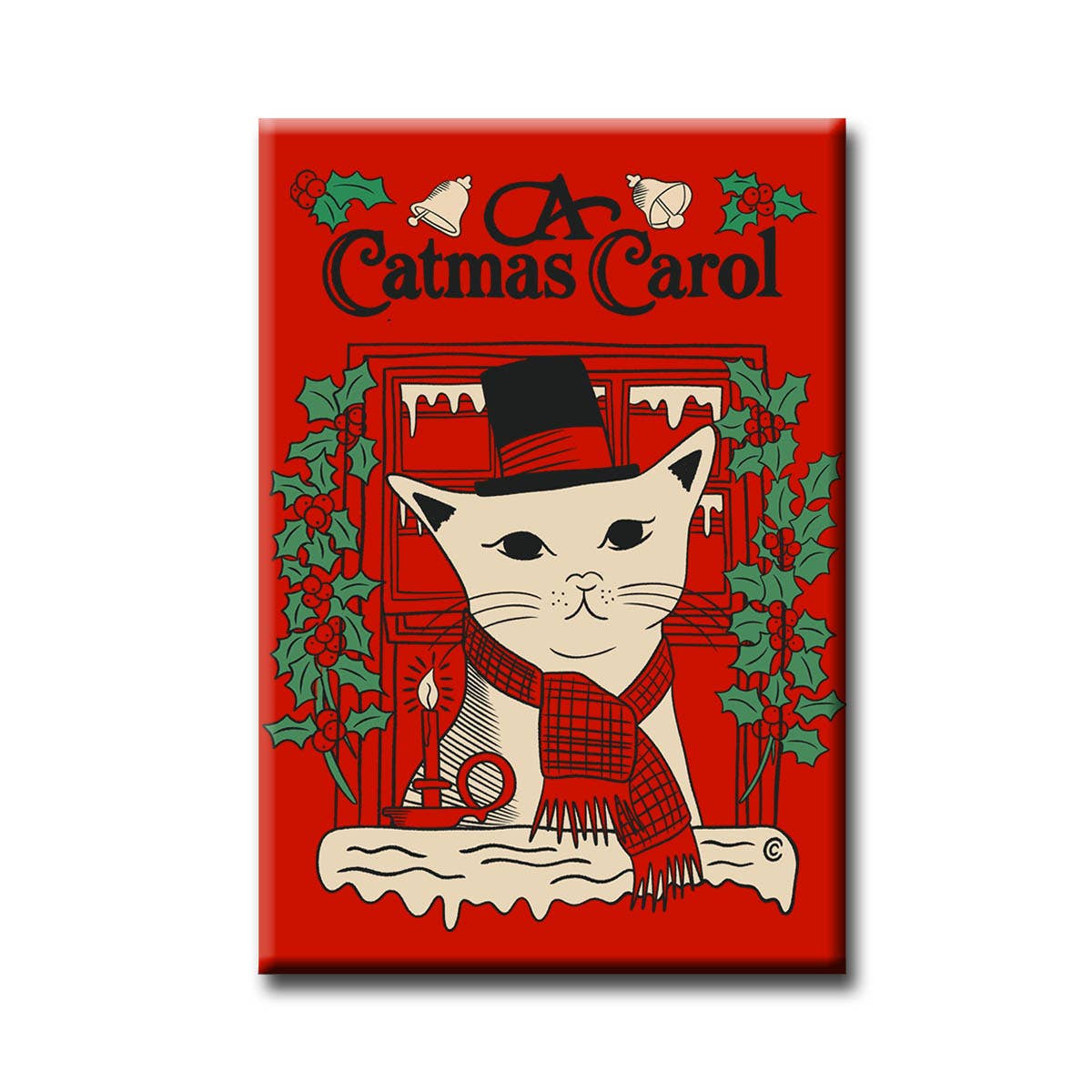 A Catmas Carol Holiday Cat Pun Fridge Magnet