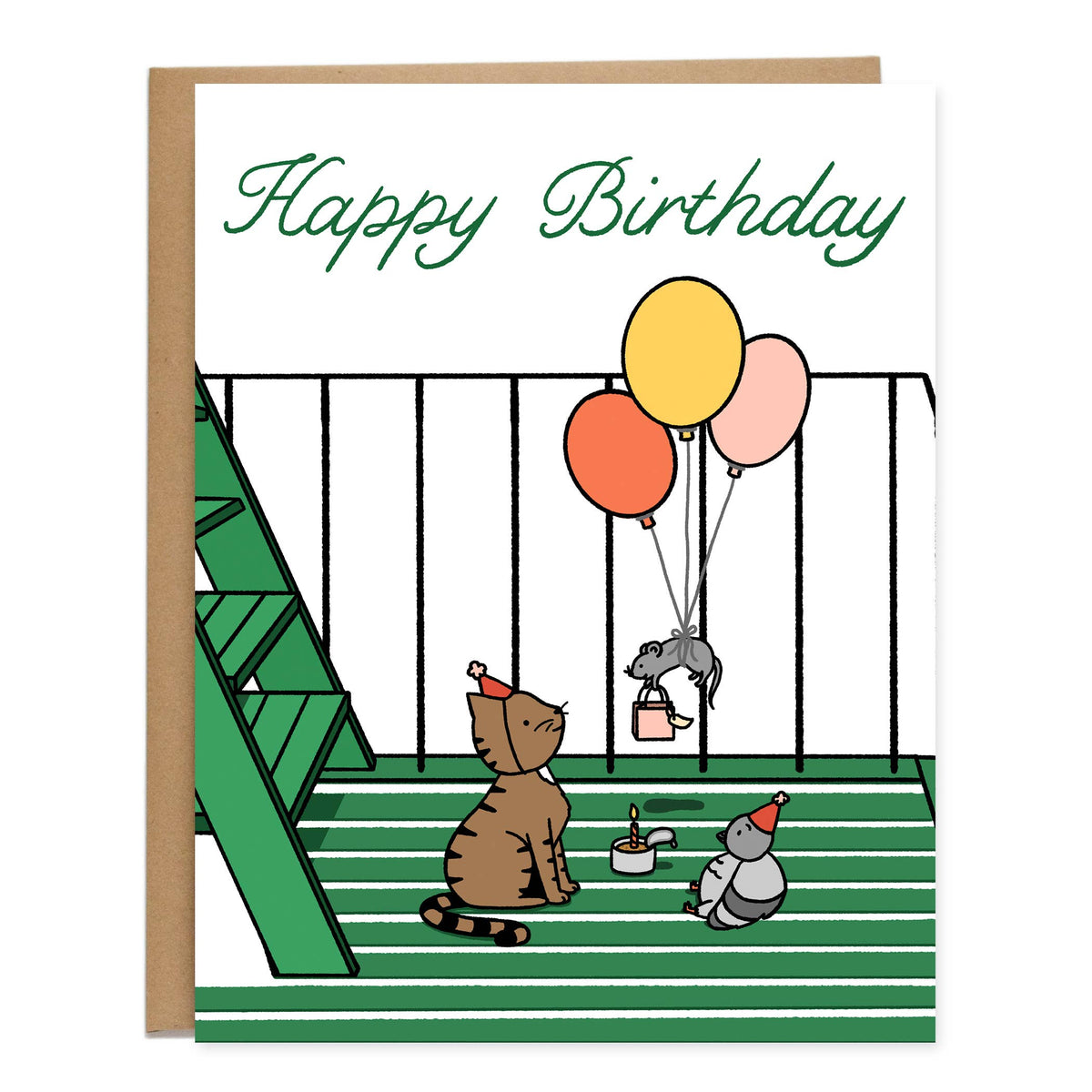 Fire Escape Birthday Party Card