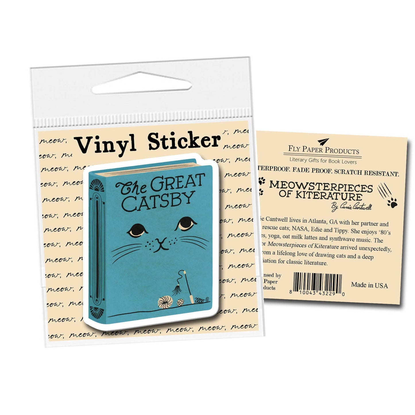 The Great Catsby Cat Pun Vinyl Sticker