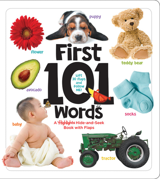 First 101 Words: A Hidden Pictures Lift-The-Flap Board Book, Learn Animals, Food, Shapes, Colors and Numbers, Interactive First Words Book for Babies